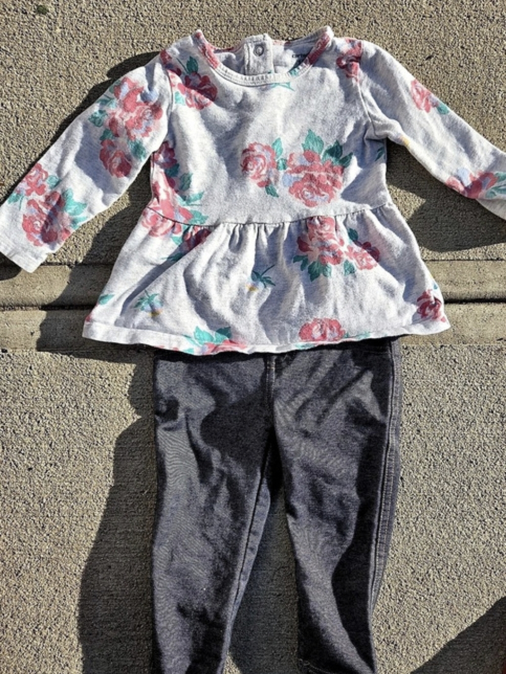 Carter's Baby Floral Matching Set Gray Pink 18M